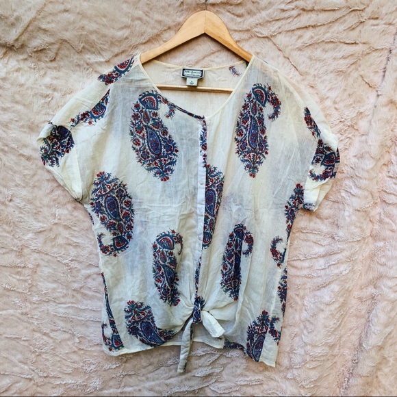 Lucky Brand Tops - Peter Dunham for Lucky Brand Paisley Tie Blouse
